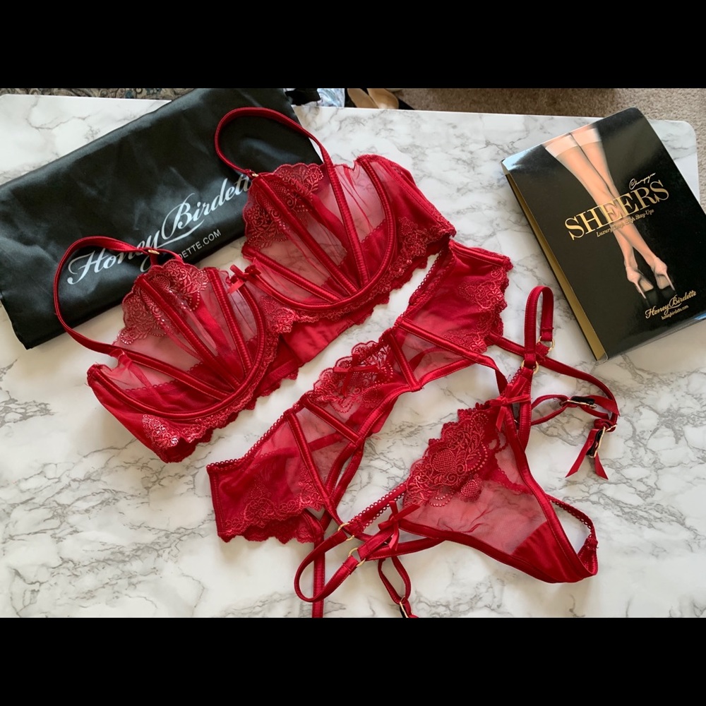 Honey Birdette Natalie set: 36D, L Thong/Garter
